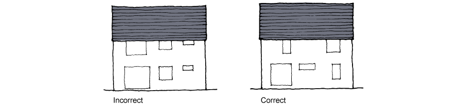 (Left) Incorrect. Variety of windows can produce ‘false perspectives’. (Right) Correct. Composed randomness.