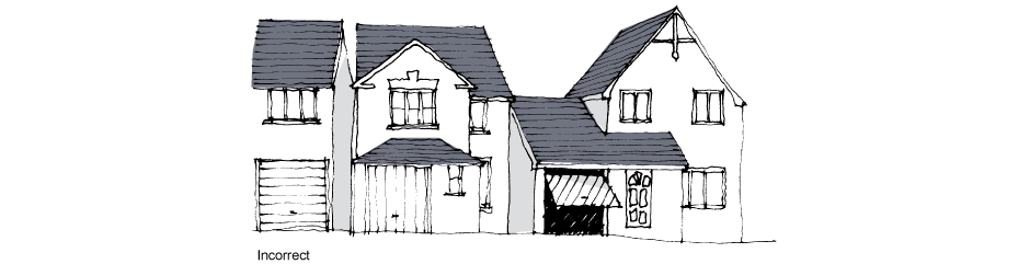 Integral garage doors can be unduly dominant and damage the scale