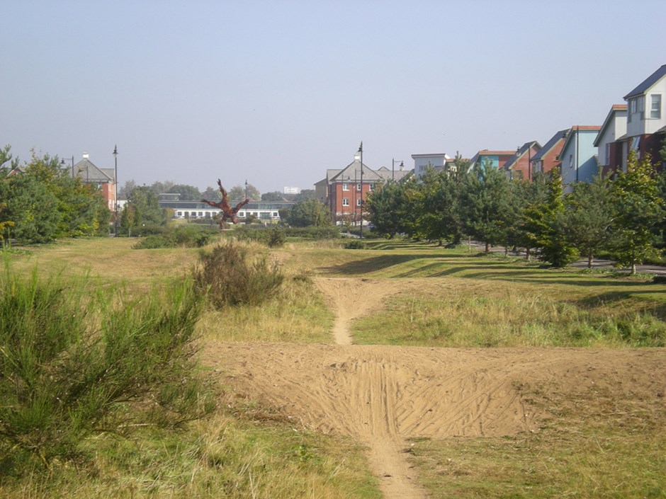 SuDS infiltration basins have been integrated with highways at Ravenswood in Ipswich. The scheme is estimated to have saved over £600,000 in the long-term (Ipswich Borough Council, 2011)